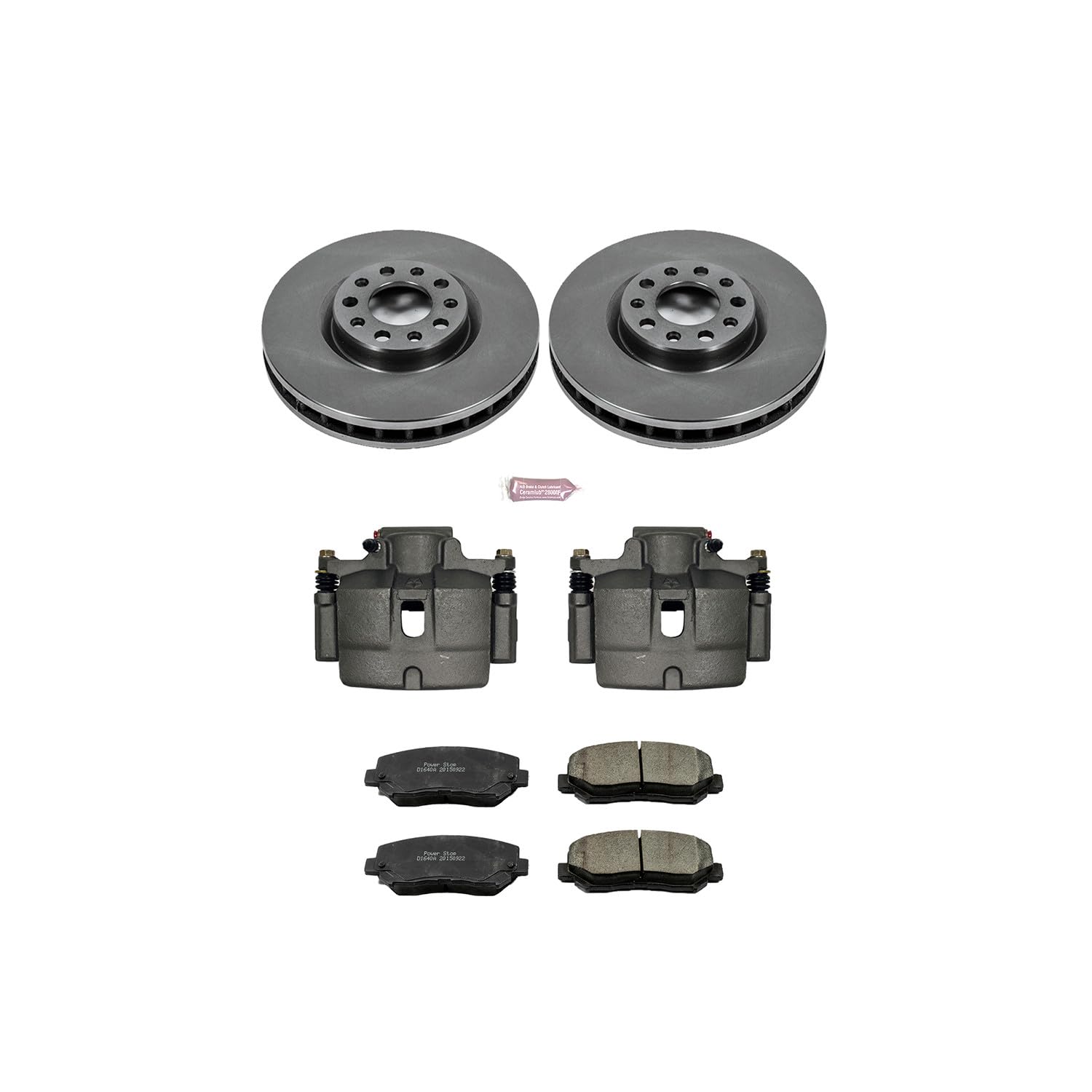 Power Stop KCOE6372 Replacement Front Stock Brake Kit (with Calipers) For Chrysler 200 2015-2017, Dodge Dart 2013-2016 [Model Specific]