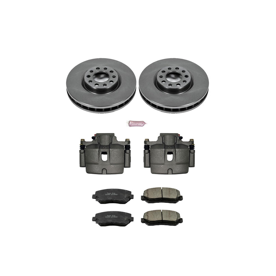Power Stop KCOE6372 Replacement Front Stock Brake Kit (with Calipers) For Chrysler 200 2015-2017, Dodge Dart 2013-2016 [Model Specific]