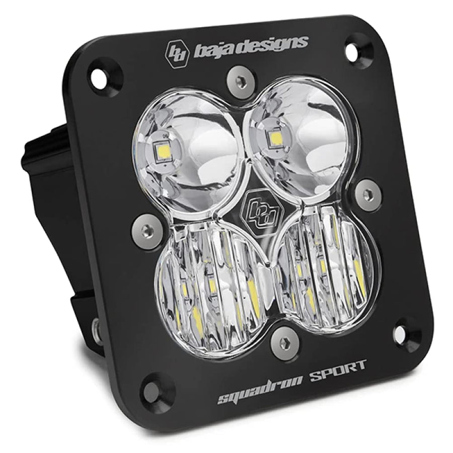 Baja Designs Flush Mount Squadron Sport LED Auxiliary Light for Jeeps, Off-Road 4x4, Trucks, UTV, ATV, SUV (Driving Combo; Clear)
