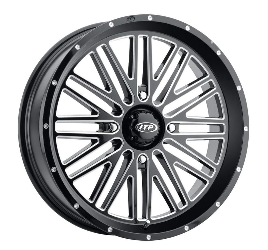 Storm ITP 24MT118BX Series Momentum Wheel -24x6.5-4+2.5 (10mm) - 4/137 - Gloss Black w/Machined Gloss Black/Machined