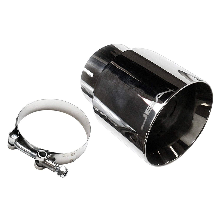 3" x 4" x 7-5/8" JBA Stainless Steel Double Wall Polished Chrome Plated Clamp-On Exhaust Tip