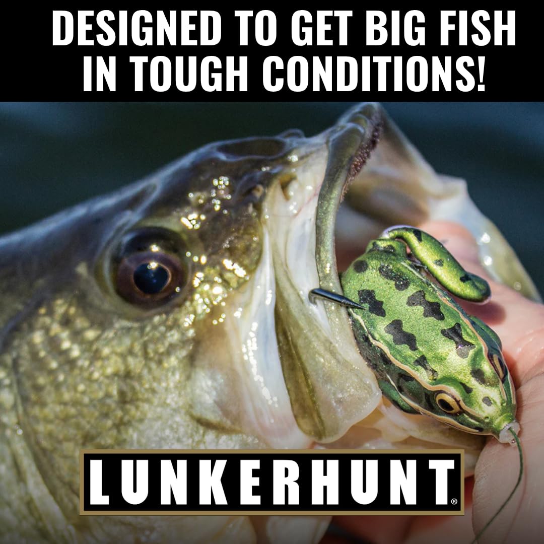 Lunkerhunt Frog Topwater Lures Bass Trout Fishing Kit (3-Pack) | Most Realistic Frog Fishing Lures for Freshwater with Swimming Legs, Weedless Hooks