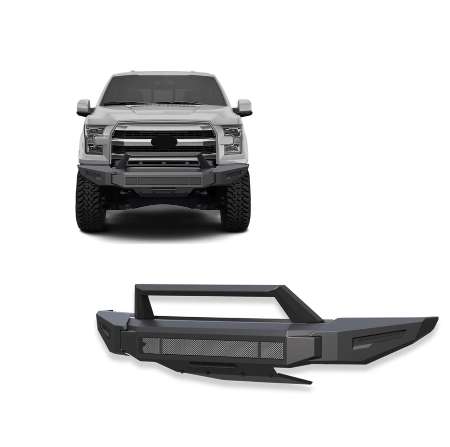 Heavy Duty Black Horse Armour II Modular Front Bumper Matte Black Compatible with 2015-2017 Ford F-150-AFB-F116