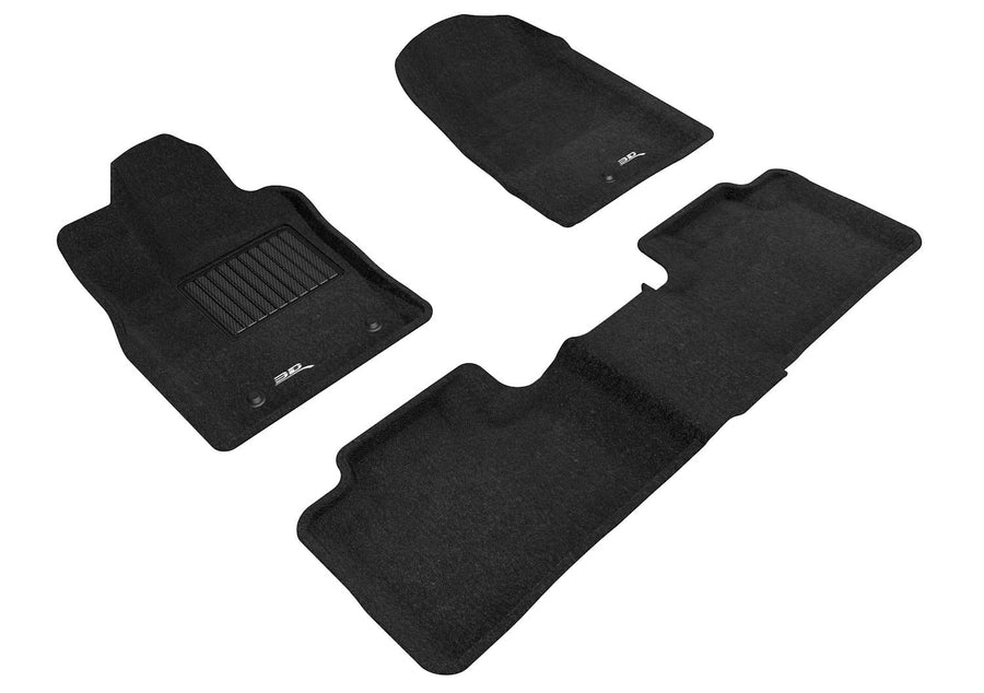 Custom Fit 3D MAXpider Elegant Floor Mat (Black) Compatible with Dodge Durango 5-Seat 2013-2026 (2 Posts on Front Passenger's Floor) - Full Set