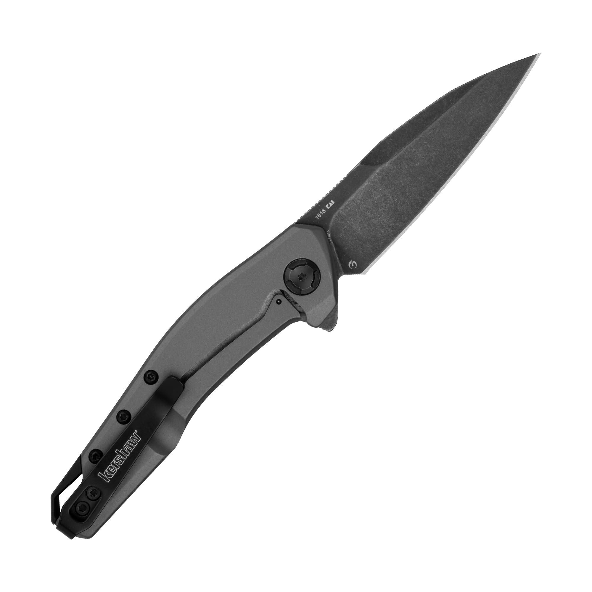 Kershaw Pocket Knife Sanctum, Gray Design, 2.98 Inch Stainless Steel Wharncliffe Blade, EDC with Assisted Opening, Reversible Deep Carry, Everyday Carry Pocket Knife for Men and Women