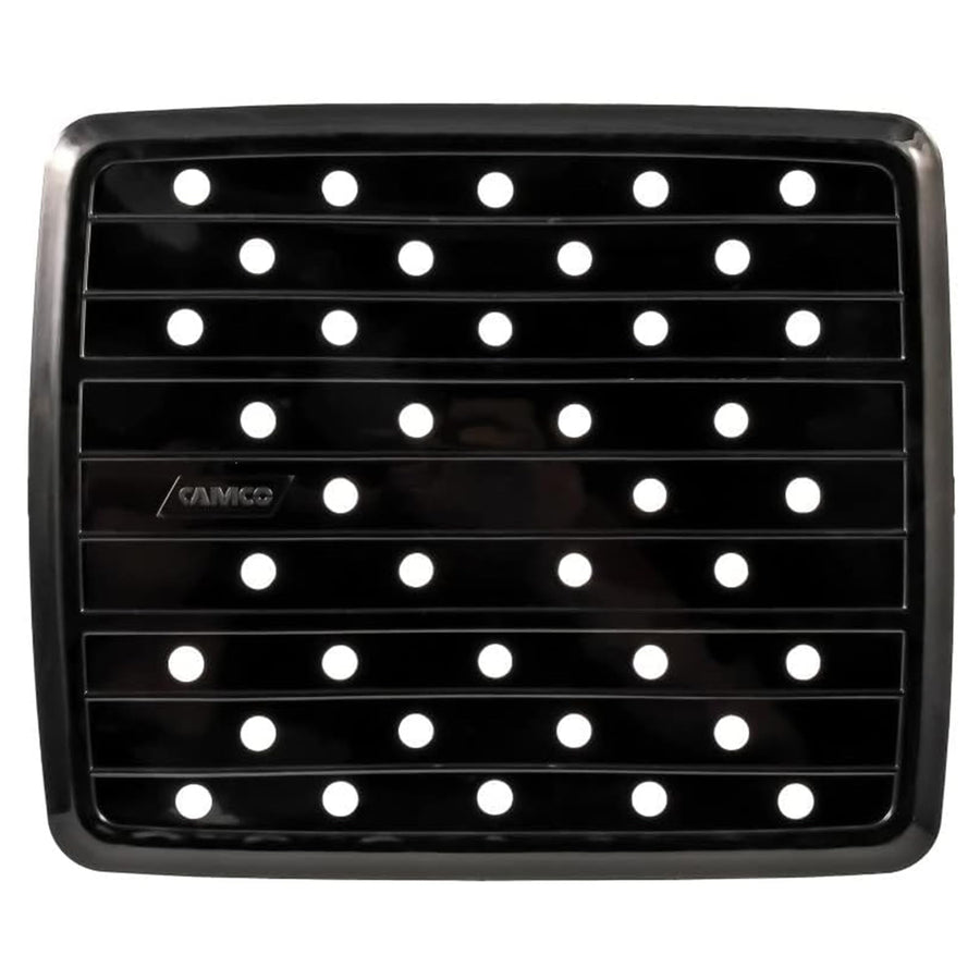Camco RV and Marine Durable Sink Mat with Drain Holes - Compact Size Designed for Trailer, Camper and Boat Sinks | Measures 10" x 11 ¾ " - Black (43721)