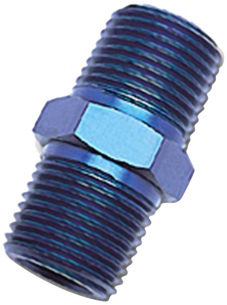 Blue Anodized Edelbrock/Russell 661520 Aluminum 3/8" Male Pipe Nipple Adapter Fitting