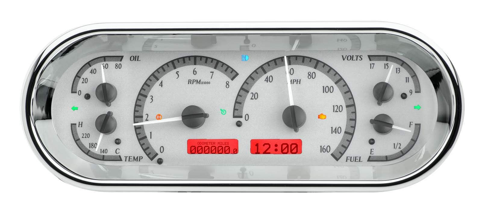 VHX System Rounded Rectangle, Satin Alloy Style Face, Red Display