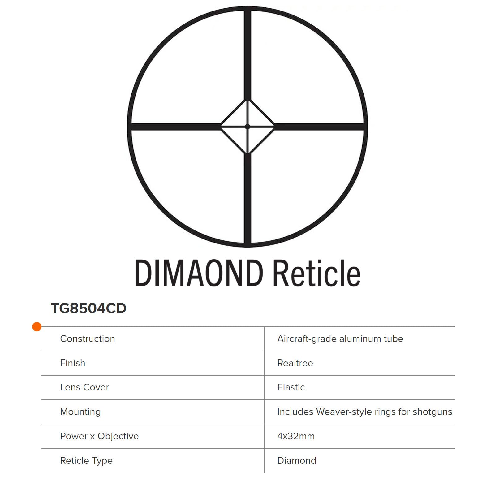 4x32mm TRUGLO Compact Rimfire and Shotgun Scope Series, Diamond Reticle, Realtree Xtra