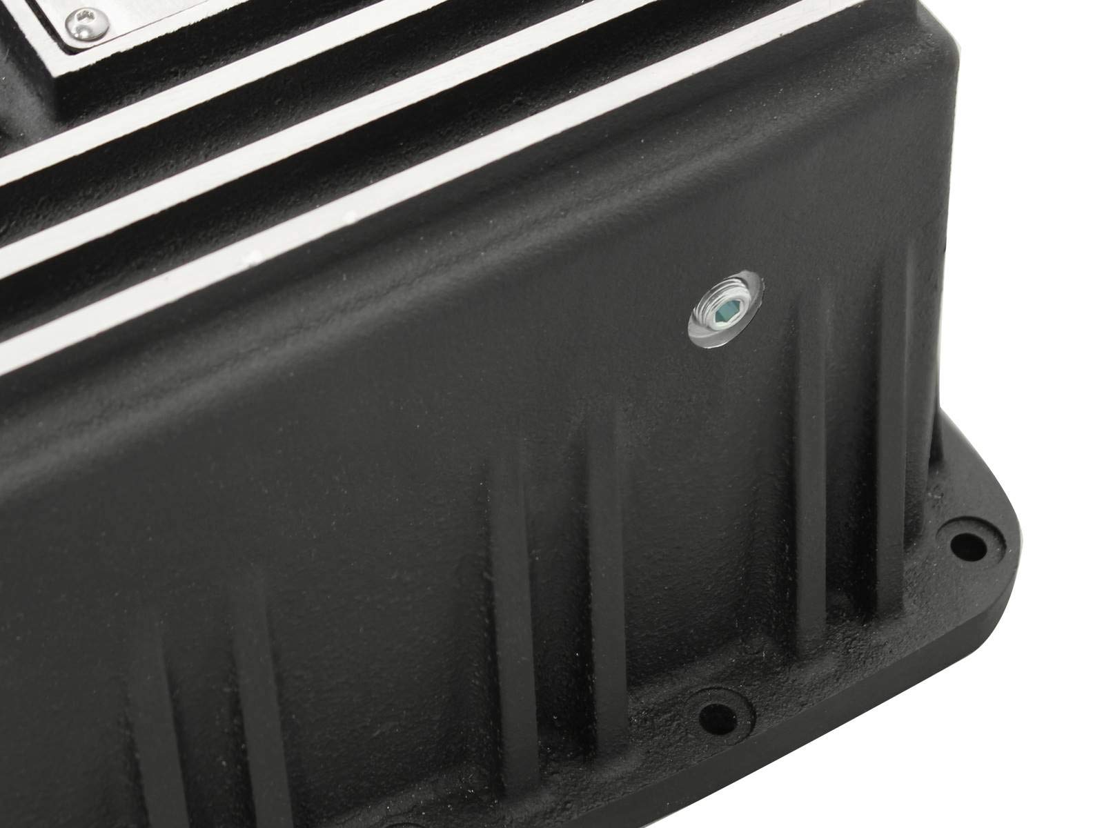 aFe Power 6R80 COV Trans Pan Ford Trucks, 09-15 2.7/3.5/5.0/6.2 Black Mach'd Fins Diff Covers 46-70172