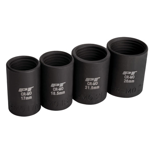 Heavy Duty Performance Tool M990 Impact Socket Set for Lug Nut Removal - Fits 17mm to 26mm, CrMo Steel, Oil Resistant Finish, 1/2-Inch Drive
