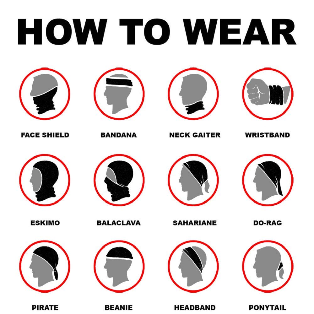 Unisex Rave Seamless Bandana Neck Gaiter Tube Mask Headwear, Motorcycle Face Mask for Men Women Face Scarf