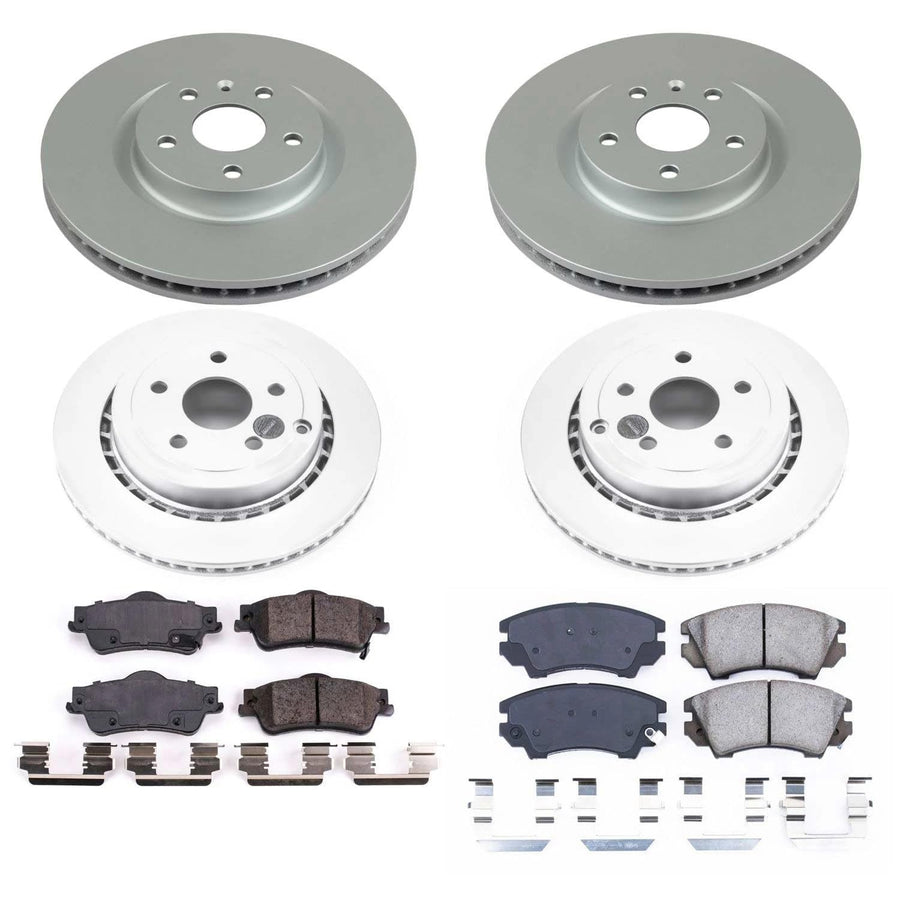 Power Stop CRK5949 Brake Rotor Coated and Ceramic Brake Pads- Front & Rear For Chevrolet Caprice 2011-2017 [Model Specific]