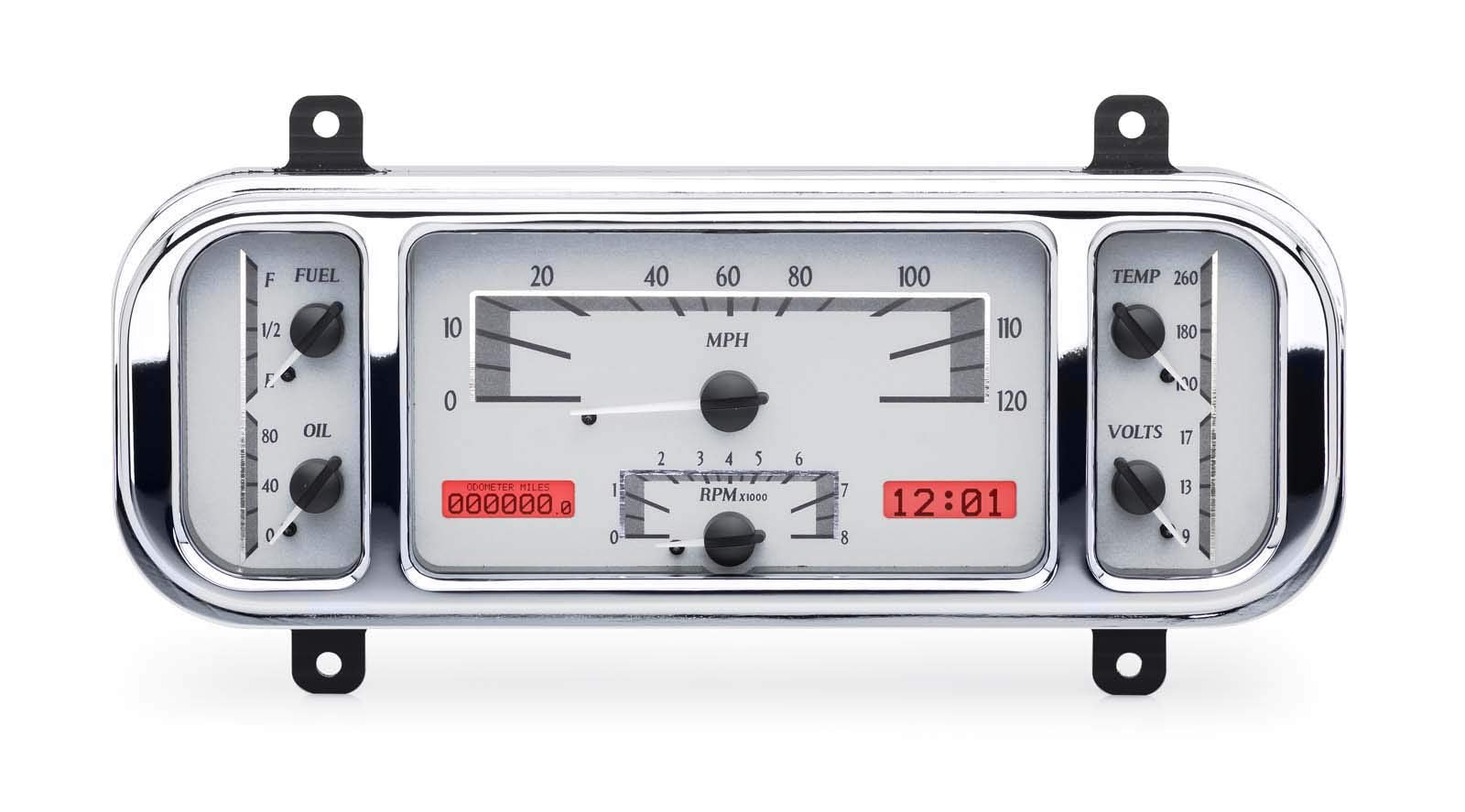 Dakota Digital VHX Dash Gauge Instruments System 1937-38 Chevy Car, SILVER ALLOY style and RED display - VHX-37C