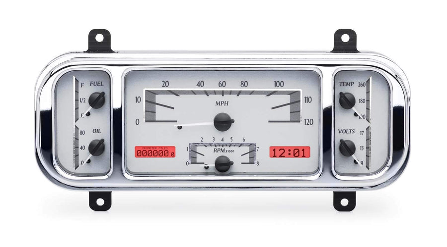 Dakota Digital VHX Dash Gauge Instruments System 1937-38 Chevy Car, SILVER ALLOY style and RED display - VHX-37C