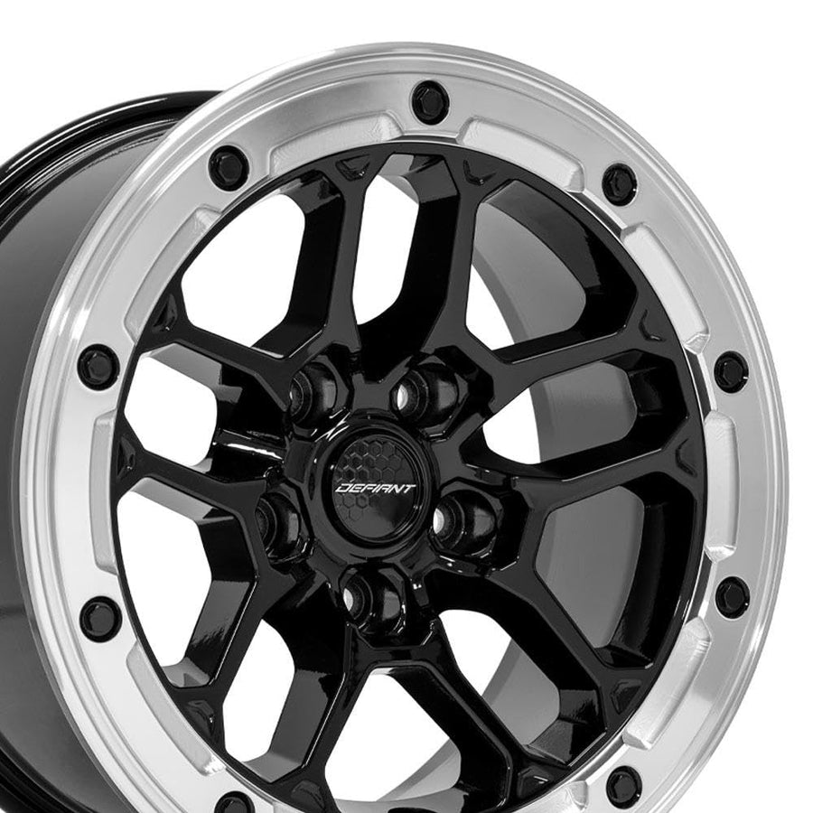 DF01 Wheels DEFIANT 17x8 5x5 +12et in Gloss Black w/Milled Ring
