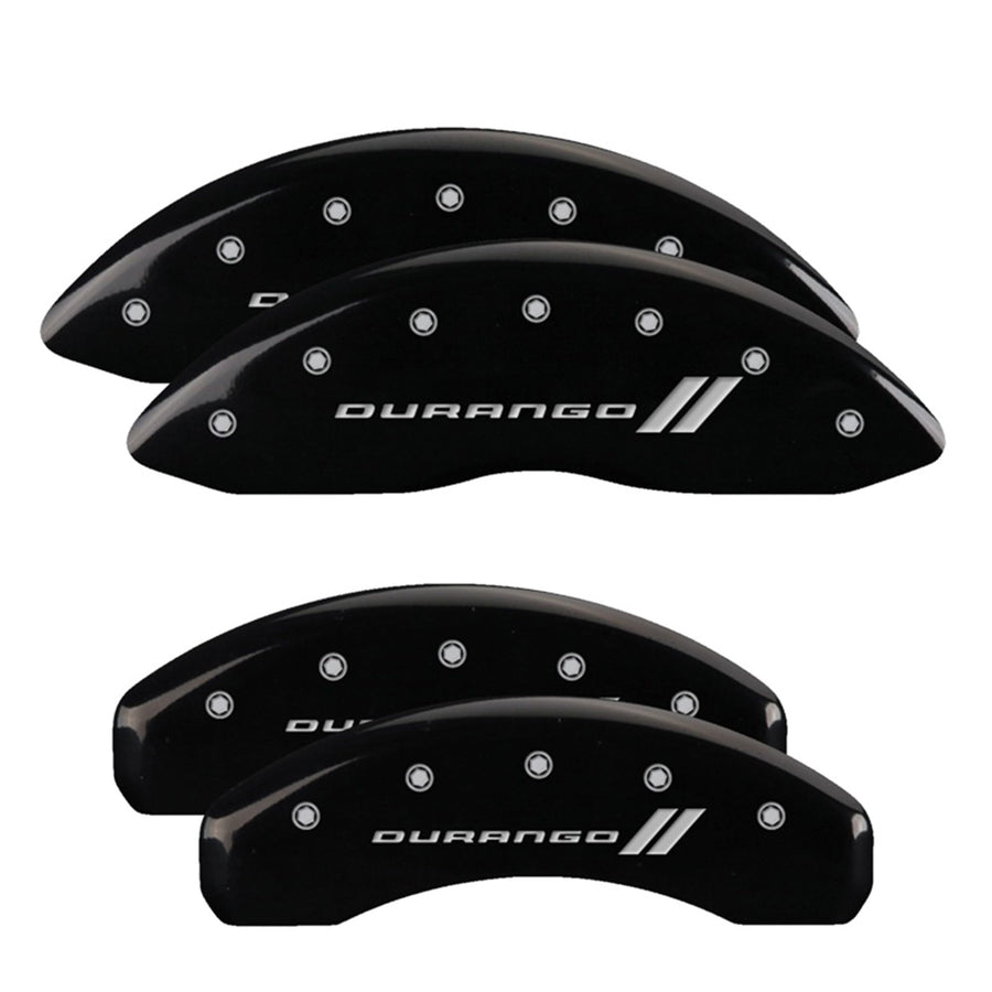 Brake Caliper Covers MGP for 2011-2025 Dodge Durango (Requires 17" Wheels or Larger) Black Powder-Coated Finish, Engraved Silver DURANGO II Logo, Aluminum Front and Rear Caliper Covers (Set of 4)