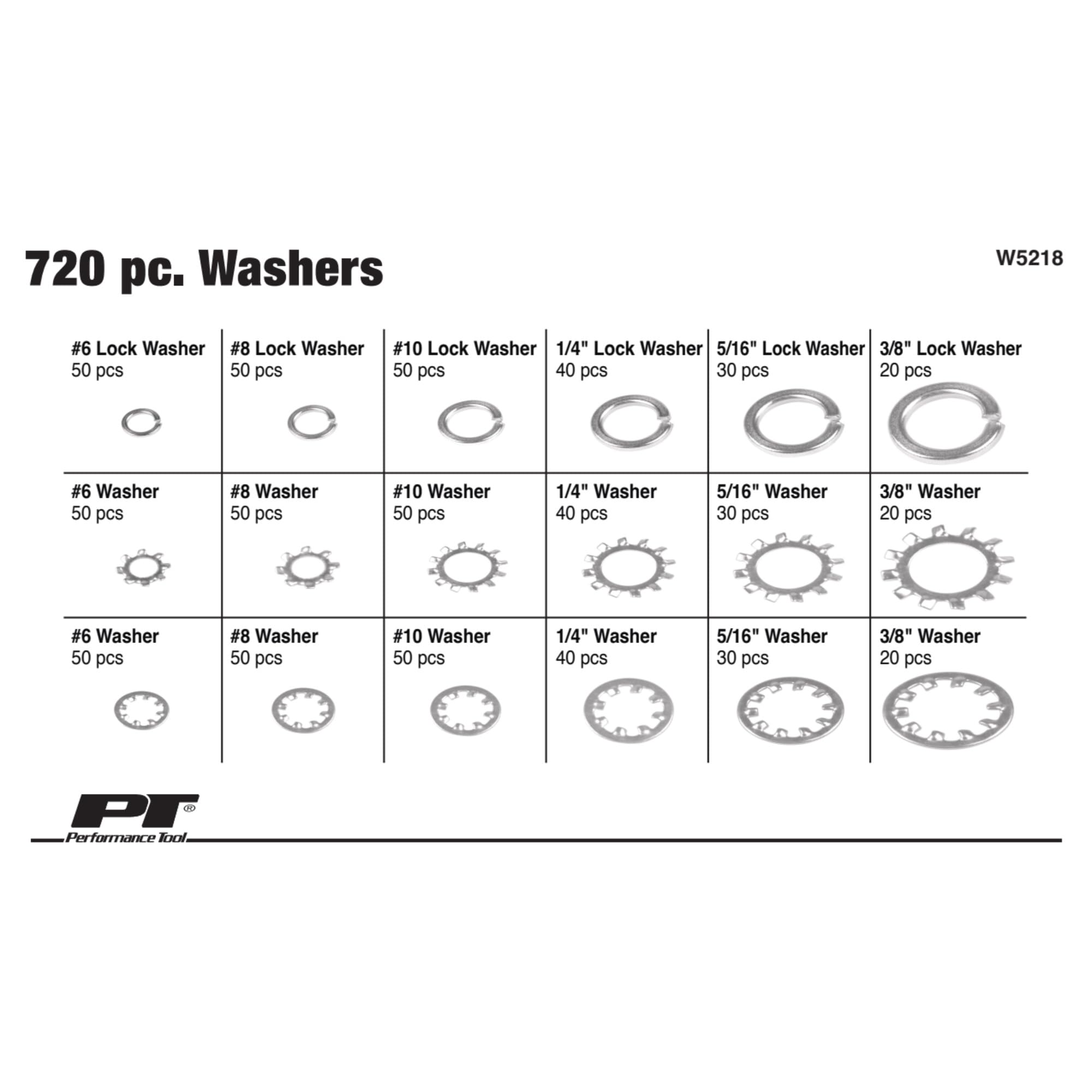 W5218 Performance Tool 720pc Washer Assortment