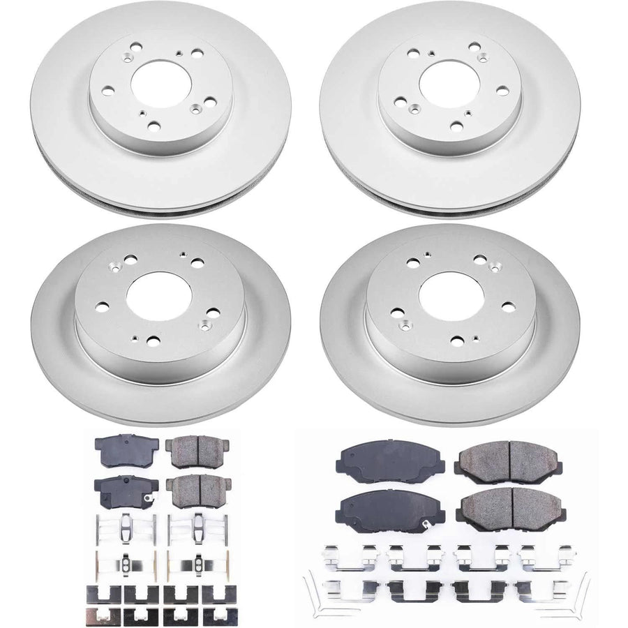 Power Stop Z17 Evolution Geomet Coated Brake Kit Front and Rear For Acura ILX 2014-2015, Honda Civic 2013-2015 [Model Specific]