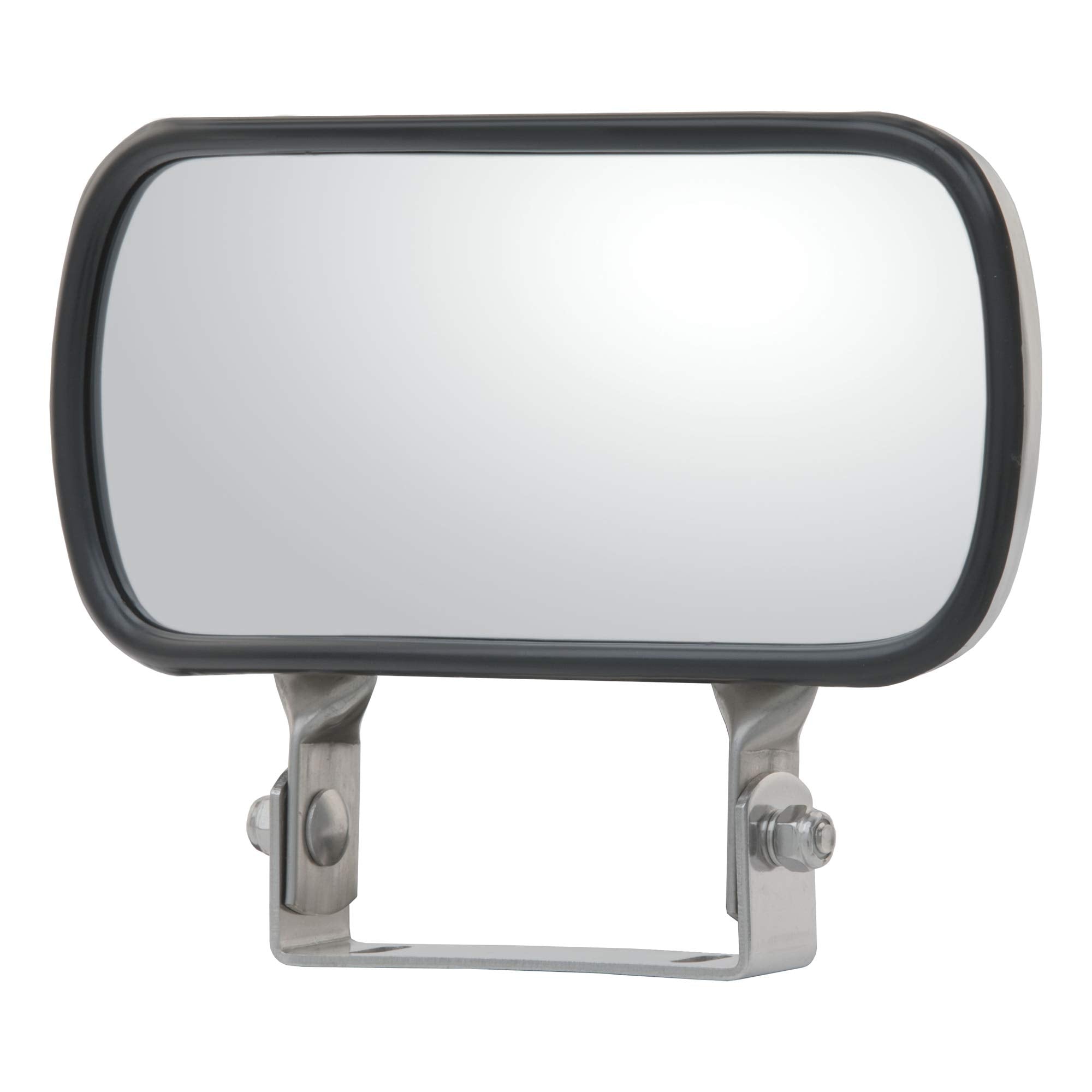 8 x 4-Inch RETRAC Stainless Steel Rectangular Look-Down Convex Mirror Assembly, Universal Driver or Passenger Side