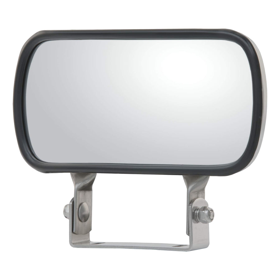 8 x 4-Inch RETRAC Stainless Steel Rectangular Look-Down Convex Mirror Assembly, Universal Driver or Passenger Side
