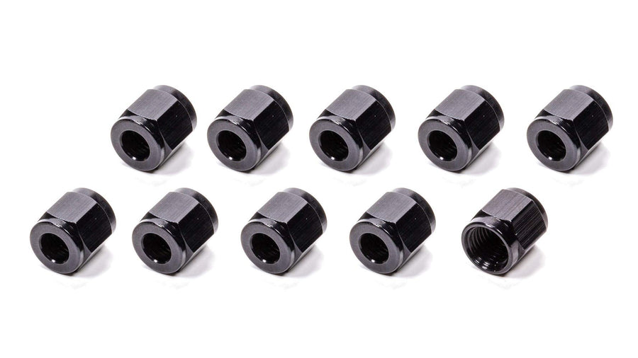 FRAGOLA Tube Nut, Fitting, 6 an, 3/8 in Tube, Aluminum, Black Anodize, Set of 10