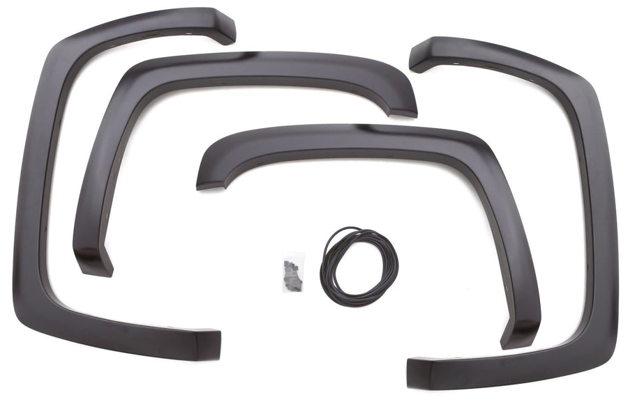Lund Elite Series SX103S Black Sport Style Standard Front and Rear Fender Flare - 4 Piece
