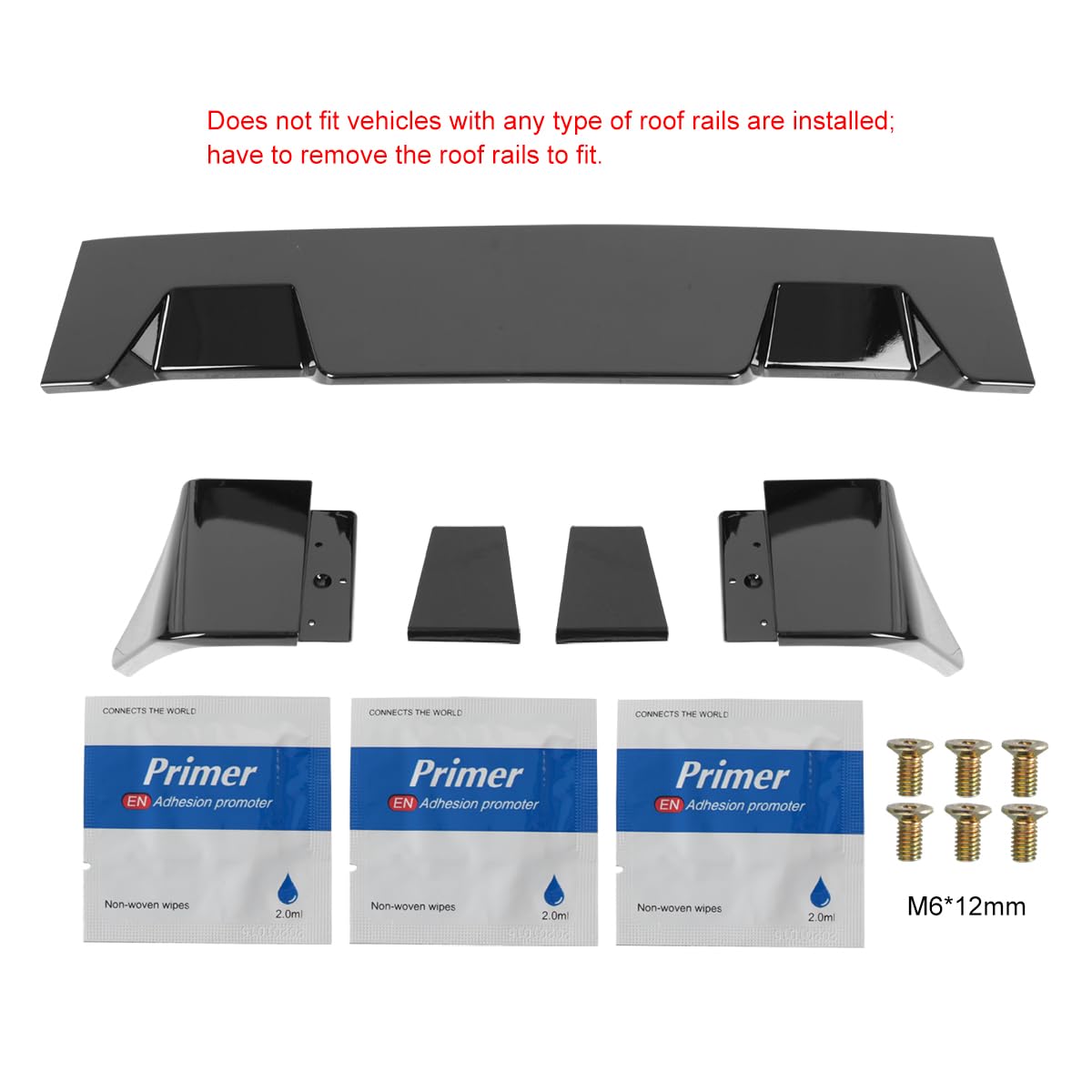 Glossy Black ABS Cab Roof Spoiler Spec-D Tuning for 2008-2014 GMC Sierra 2500HD and 3500HD Models