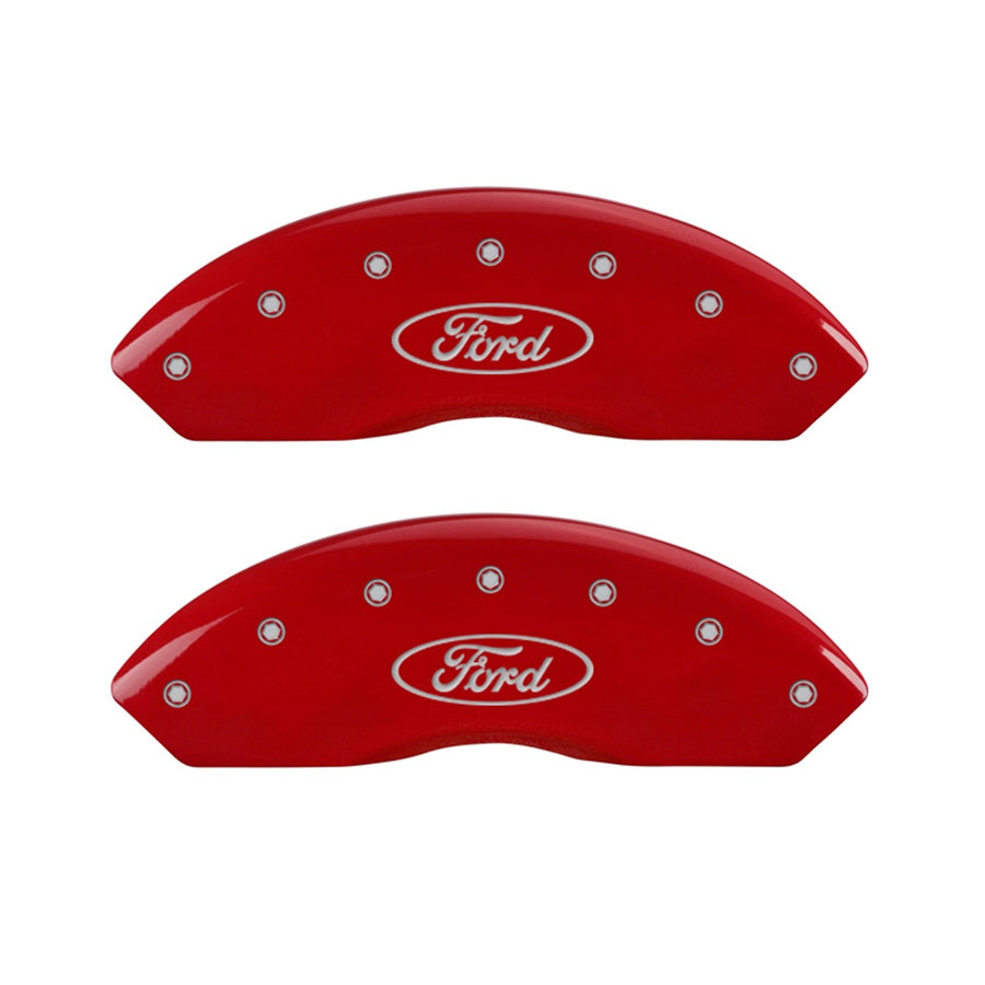 MGP 10041SFRDRD Caliper Covers Red Brake Covers Engraved with Silver Ford Oval (Set of 4)