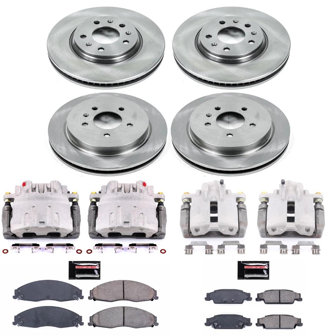 Power Stop Autospecialty KCOE1424 Front & Rear Caliper Brake Kit- Brake Rotors, Ceramic Brake Pads and Brake Calipers For Cadillac STS 2005-2008 [Model Specific]