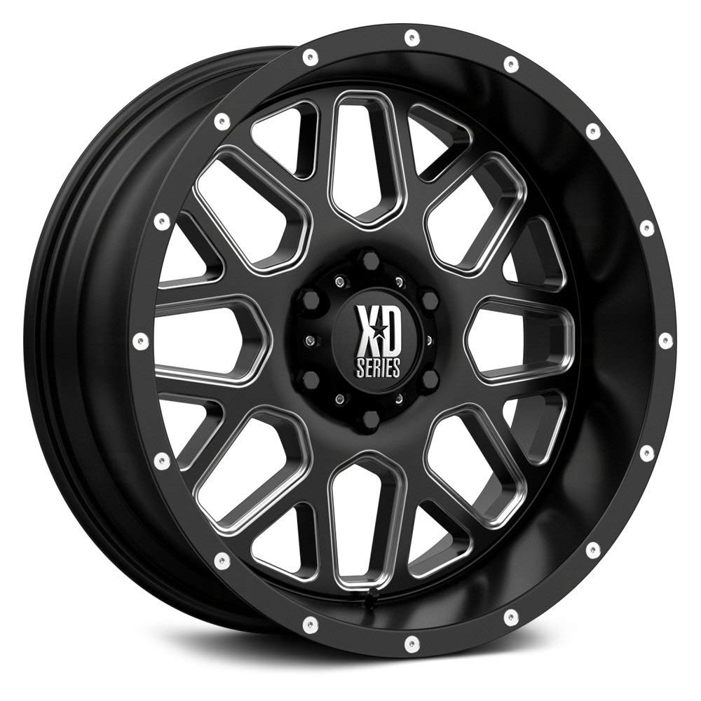 XD Wheels Xd820 Satin Black Milled Grenade Wheel with Alloy Steel (18 x 9. inches /8 x 125 mm, -12 mm Offset)
