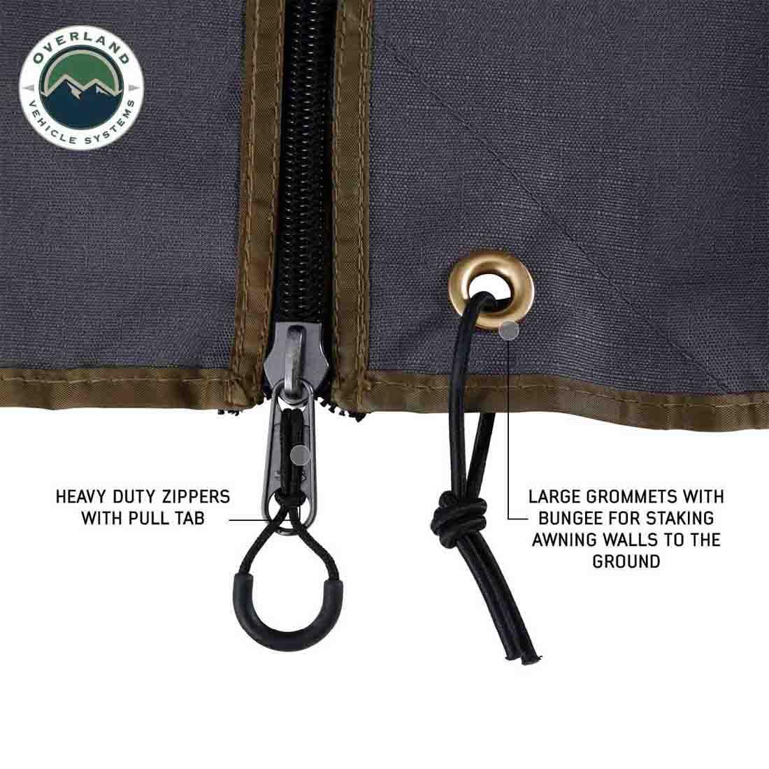 HD 180 Connector Pieces - Overland Vehicle Systems - 2 Pieces, with Zipper, 2 Rear Flaps, 2 Wall Sections 60.5" Wide