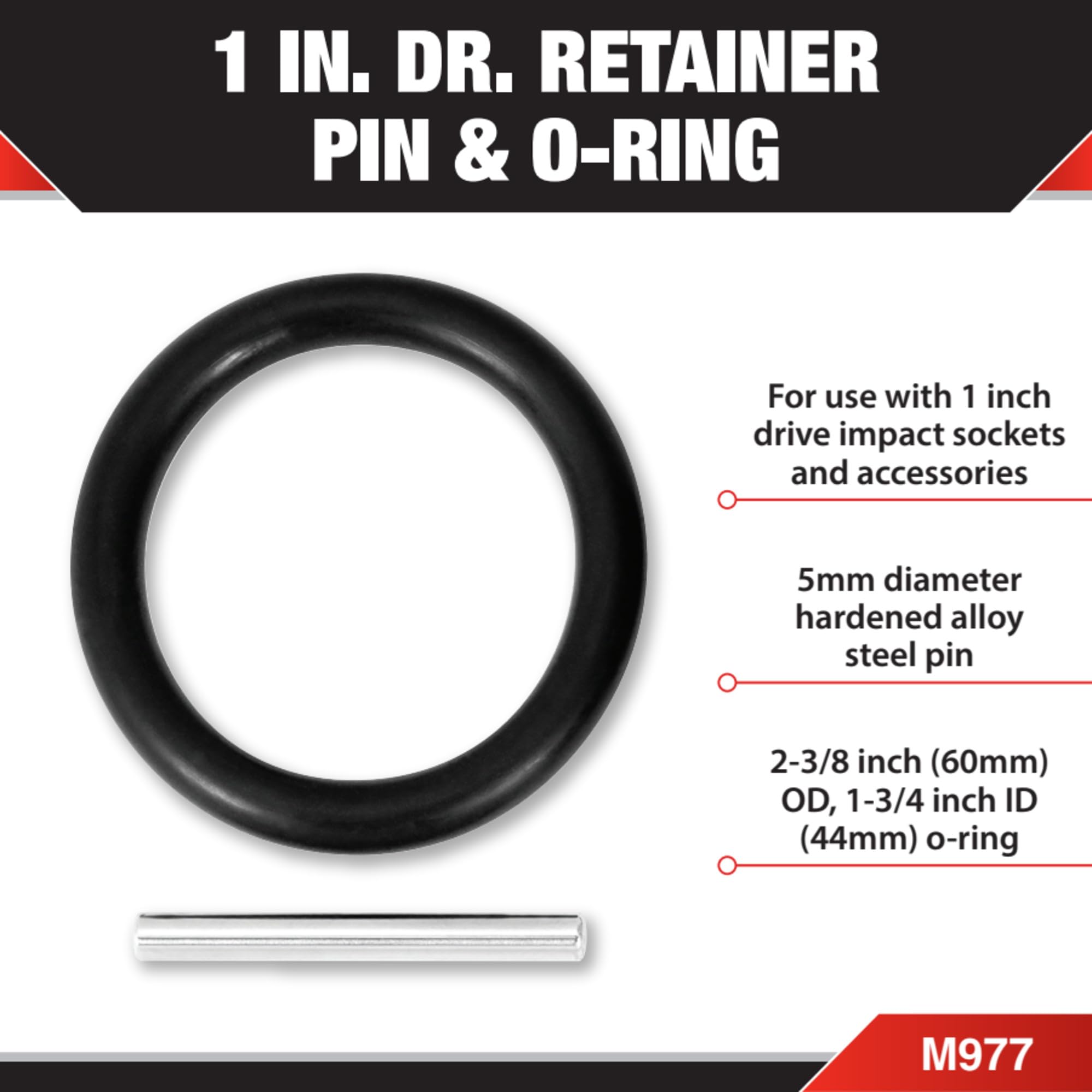 M976 Performance Tool 3/4-Inch Drive Retainer Pin & O-Ring, Black