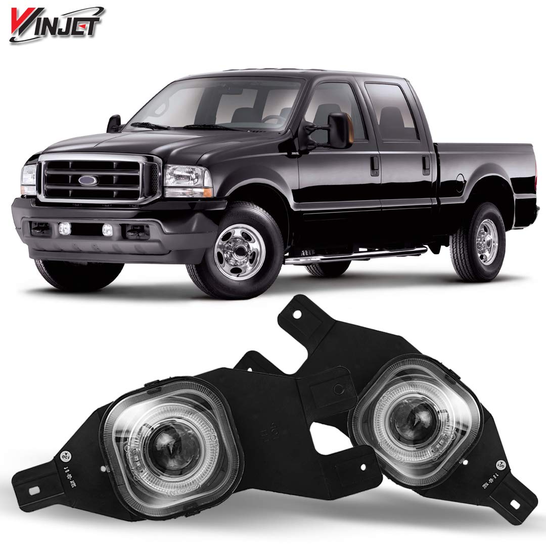Winjet Driving Halo Ring Projector Fog Lights Compatible with Ford [1999 2000 2001 2002 2003 2004 F250 F350 F450 F550 Super Duty] [2001-2004 Excursion]