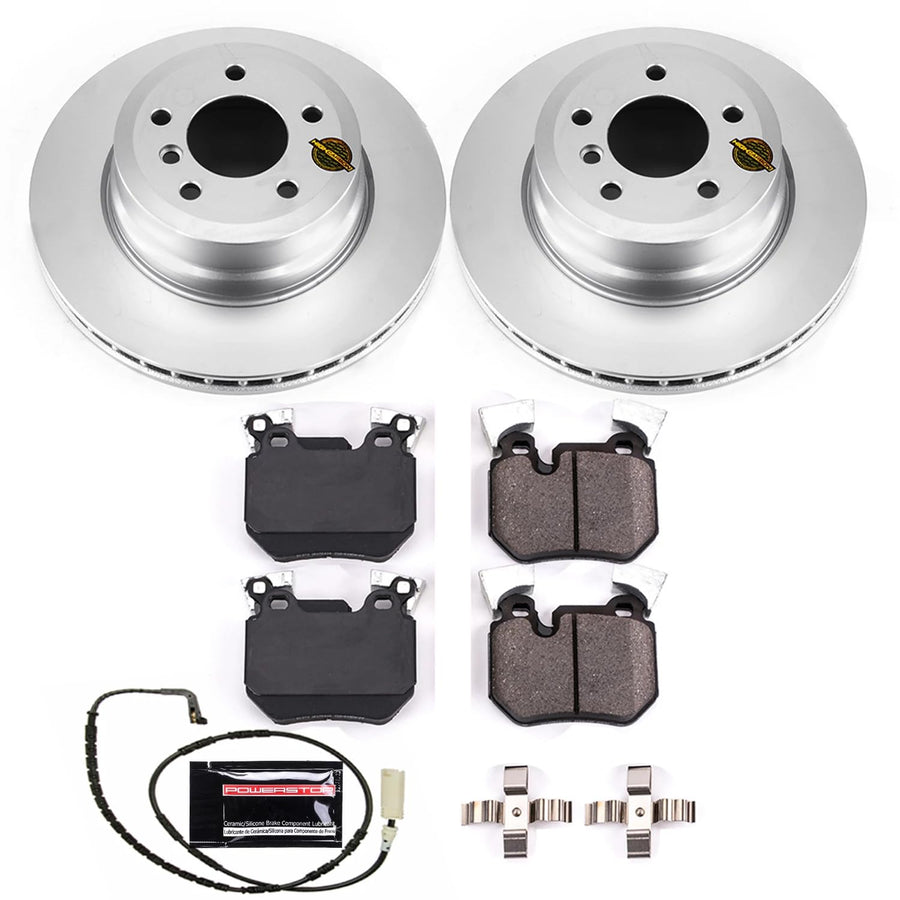 Coated Brake Rotor and Ceramic Brake Pads Power Stop CRK5688- Rear For BMW 135i 2008-2010 [Model Specific]