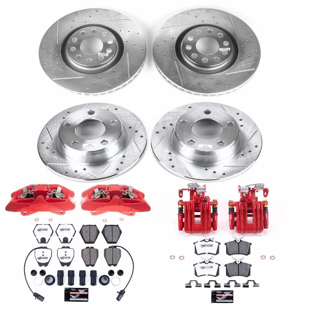 Power Stop Z26 KC889-26 Front and Rear Caliper Kit-Rotors, Carbon Ceramic Brake Pads, Calipers For Audi Allroad Quattro 2001-2005 [Model Specific]
