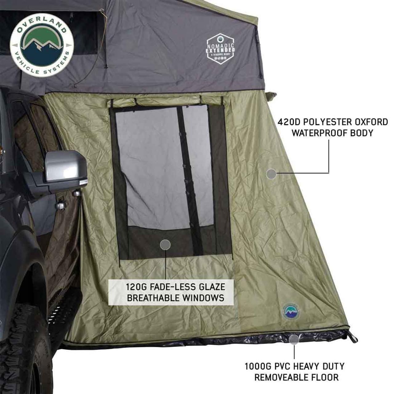 Nomadic N2E - Annex Room with Floor, Green Body & Green Trim Overland Vehicle Systems 18529936