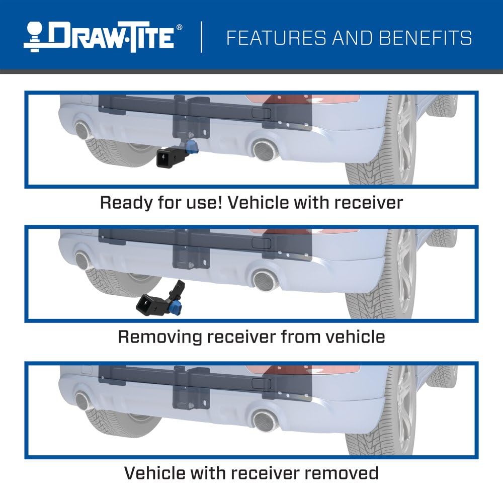 Hidden Hitch Draw-Tite 76928 Completely Hidden Trailer Hitch 2 in. Removable Receiver, Black, Compatable with 2021-2026 Toyota Sienna