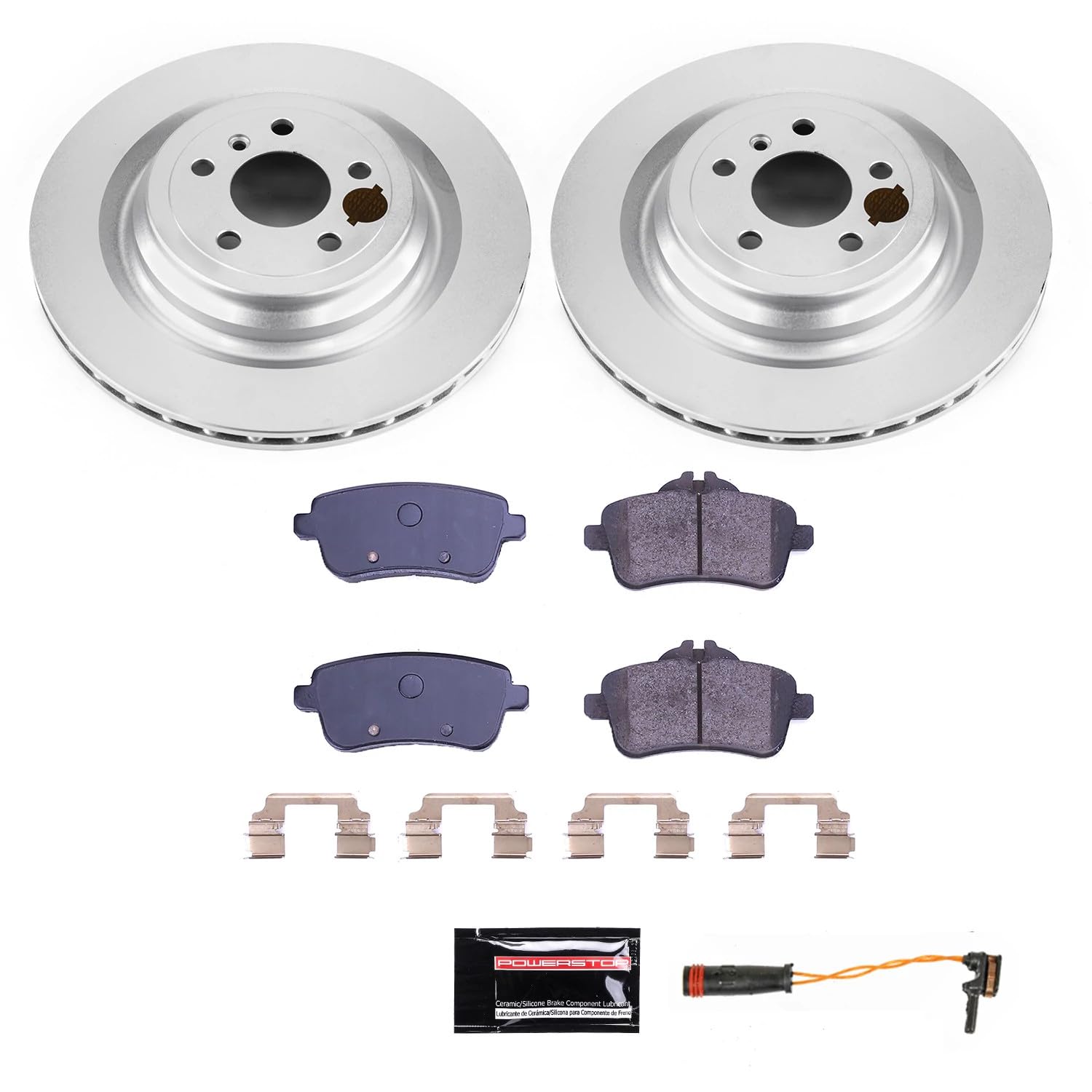 Z23 Power Stop CRK7178 Rear Coated Rotor Kit-Coated Brake Rotors & Carbon Ceramic Brake Pads