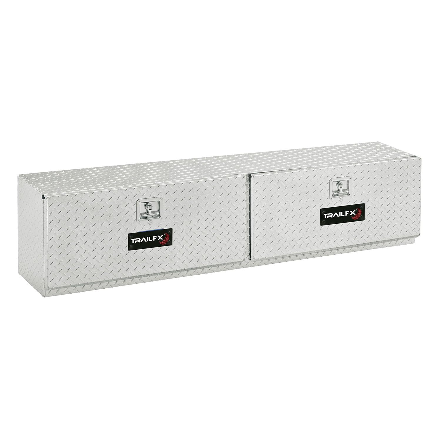 TrailFX Tool Box Truck Bed Top Mount With 2 Doors Polished 16-Gauge Diamond Tread Aluminum 11.7 Cubic Foot Capacity, 90" Length x 13-1/4" Width 17" Height Bright Finish TrailFX 170901