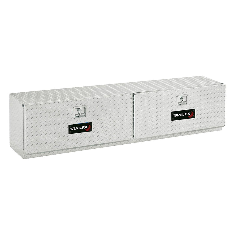TrailFX Tool Box Truck Bed Top Mount With 2 Doors Polished 16-Gauge Diamond Tread Aluminum 11.7 Cubic Foot Capacity, 90" Length x 13-1/4" Width 17" Height Bright Finish TrailFX 170901