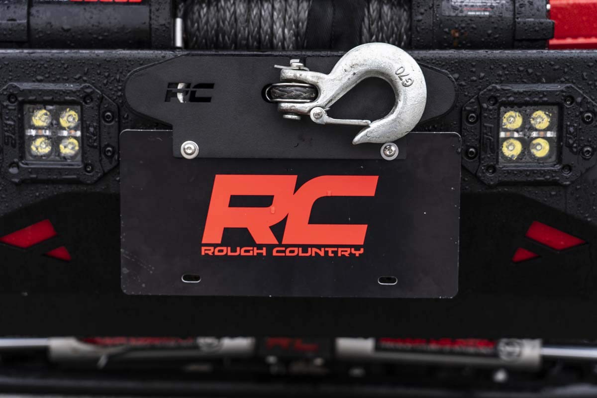 Hawse Fairlead License Plate Mount Rough Country Quick Release - RS124 Black
