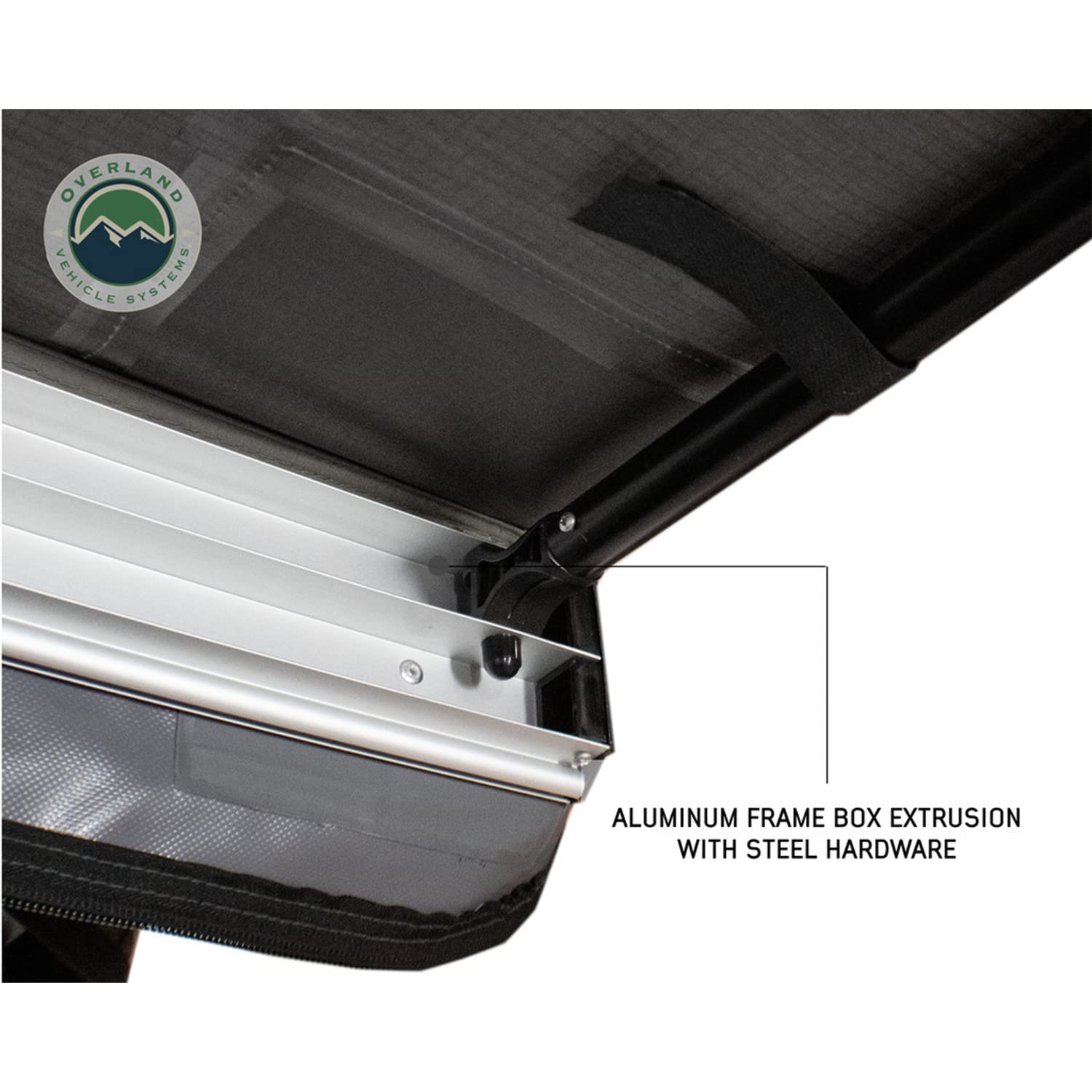 HD Nomadic 1.3 - Overland Vehicle Systems Awning, 4.5' Long, Grey Body, Green Trim & Black Travel Cover