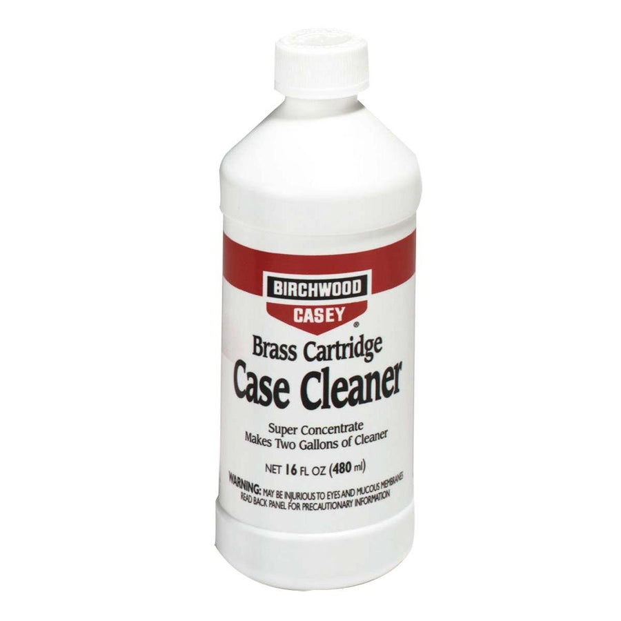 Brass Cartridge Case Cleaner Birchwood Casey, 16oz | Safe Reusable Super Concentrate Cleaning Solution for Removing Lubricants, Oils, Stains & Powder Residue