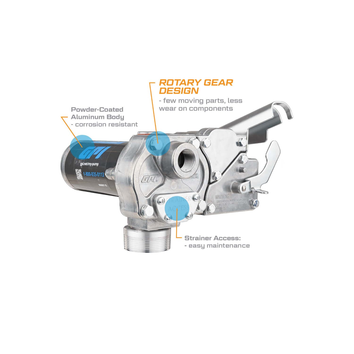 M-150 Series GPI Fuel Transfer Pump, Direct Mount- Pump Only, 15 GPM, 12 Volt (110240-02)