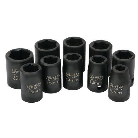 10 Piece Performance Tool M593DB Mechanics 1/2-Inch Drive Metric Impact Socket Set