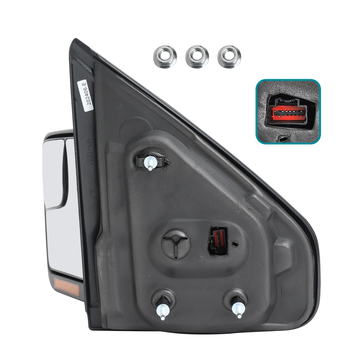 Power Spec-D Tuning Black Heated + LED Signal + Puddle Light Side Mirrors Compatible with 2007-2014 Ford F-150, Left + Right Pair