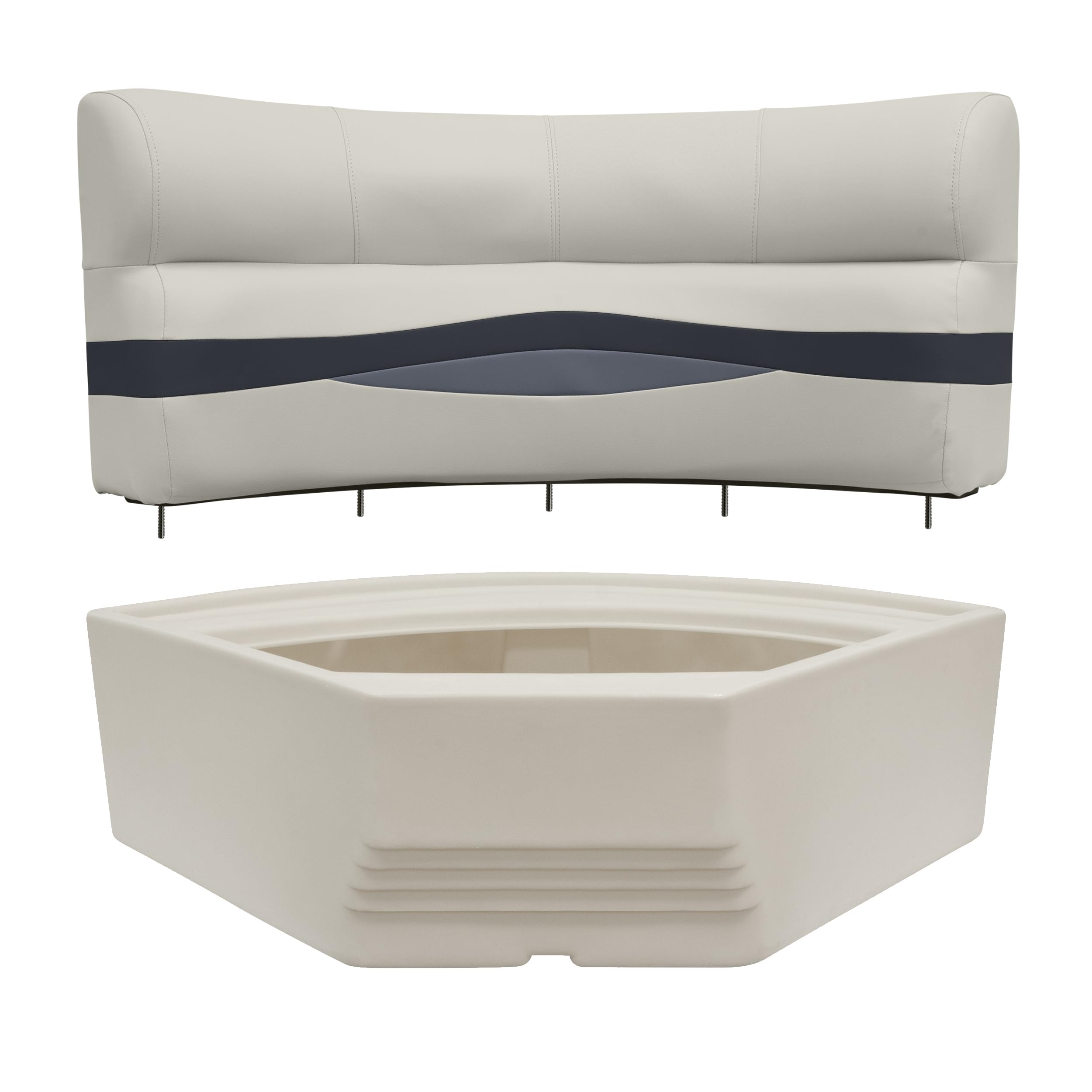 Wise Premier Series BM1146-1B-990 32-Inch Bow Radius Corner Pontoon Seat Base Only, Platinum