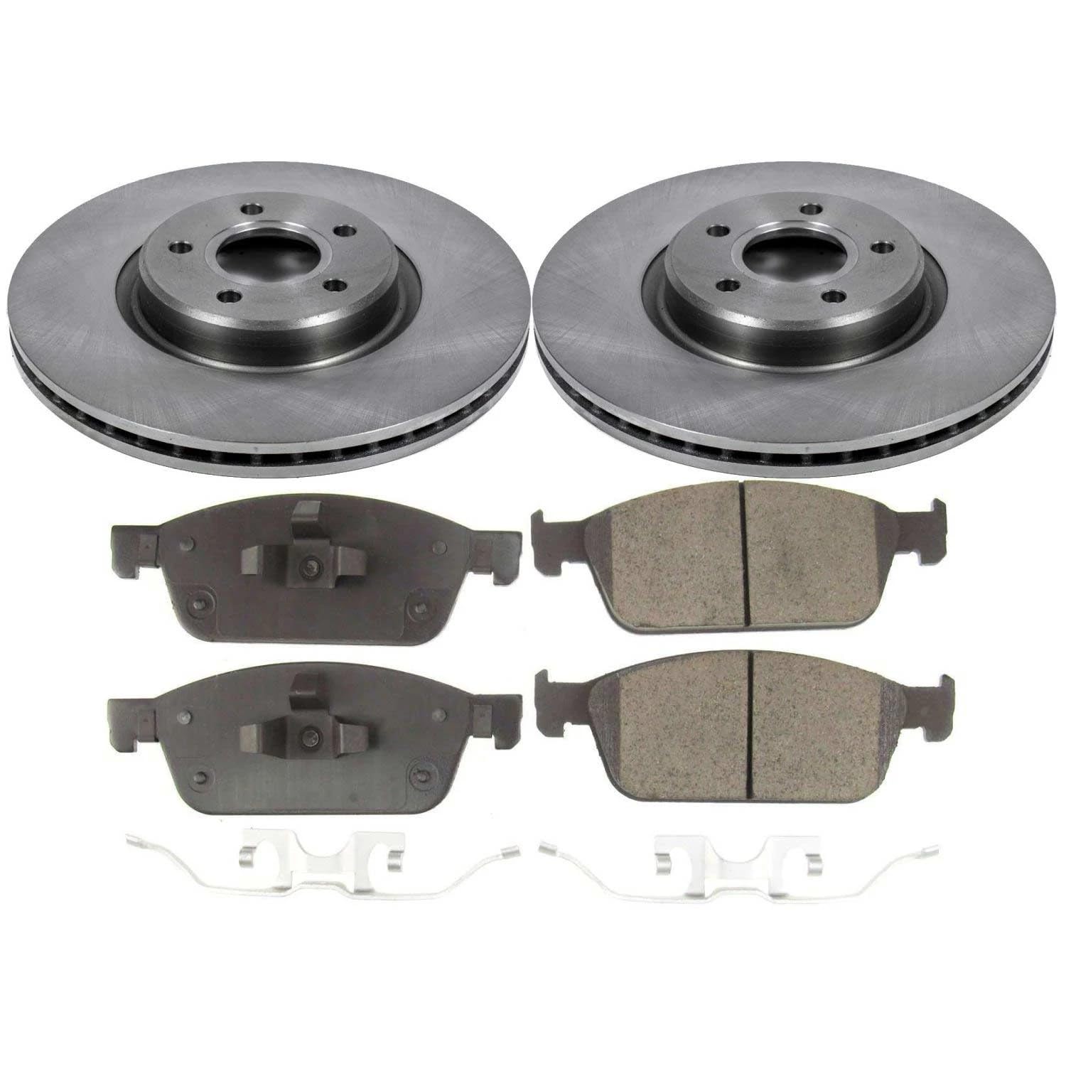 Power Stop KOE7338 Front Replacement Brake Kit-OE Brake Rotors & Ceramic Brake Pads For Ford Escape 2017-2019, Lincoln MKC 2017-2019 [Model Specific]