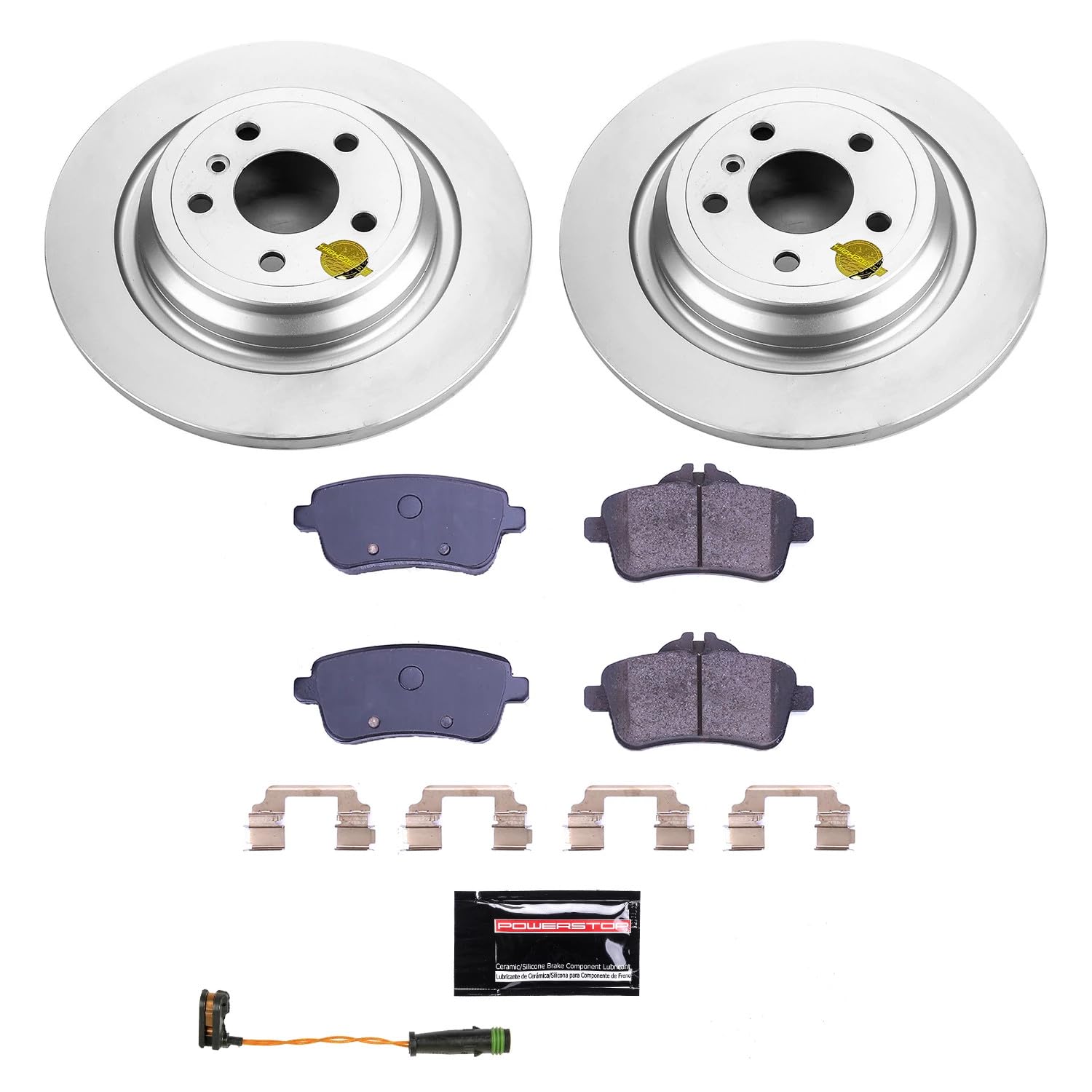 Power Stop Z23 Rear Coated Rotor Kit-Coated Brake Rotors & Carbon Ceramic Brake Pads CRK7749